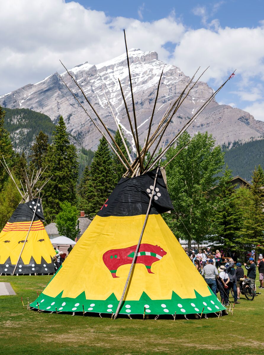 A National Indigenous People's Day gathering in Central Park in Banff.